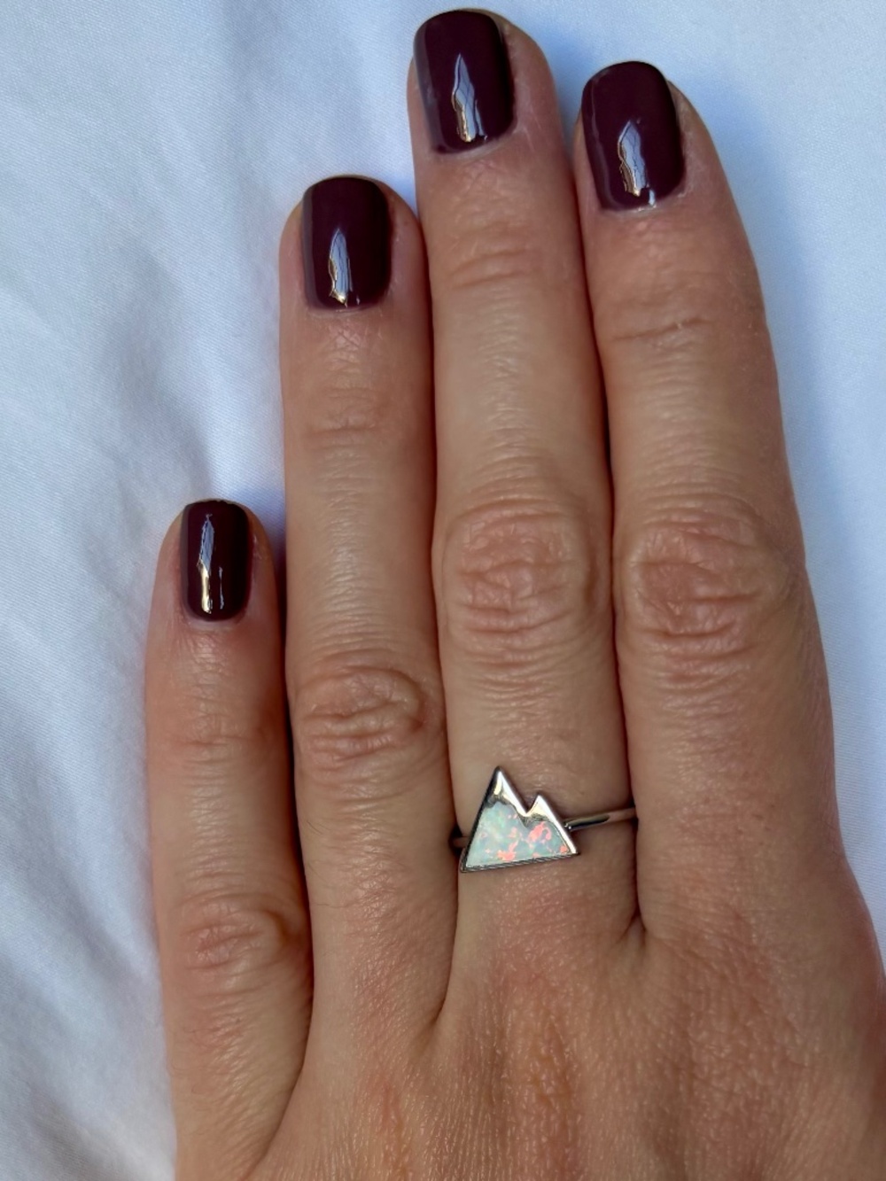 Sterling Silver White Opal Mountain Ring Size 7 Native American Style